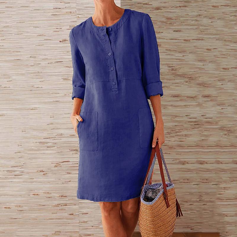 Casual Dresses Women Long Sleeve O-Neck Knee Pocket Solid Fashion Party Dress Ruched Plain Button Lady Elegant Temperament Shirt VestidoCasu, Black
Casual Dresses Women Long Sleeve O-Neck Knee Pocket Solid Fashion Party Dress Ruched Plain Button Lady Elegant Temperament Shirt VestidoCasu, Black