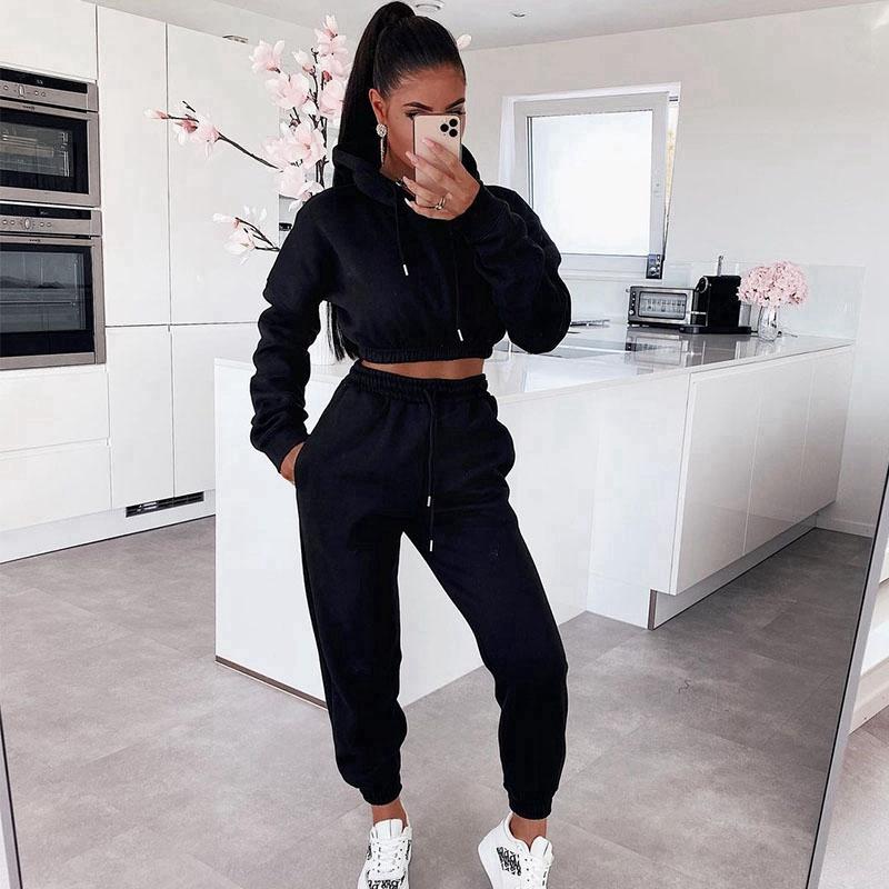 Women' Two Piece Pants Sport Sets Women Solid Autumn Tracksuits Hoodie Sweatshirt And Sweatpants Set Casual Sweatsuits For 2022, Black
Women' Two Piece Pants Sport Sets Women Solid Autumn Tracksuits Hoodie Sweatshirt And Sweatpants Set Casual Sweatsuits For 2022, Black