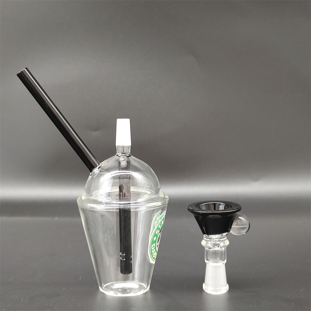 

4.7inches Hookah lack Starbucks Cup Glass bong Mini Water Pipes dap rig and Oil Rigs Glass Bongs Smoke