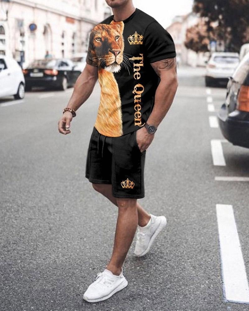 Men s T Shirt Set 3D Printed Oversized 2 Piece Casual Tracksuit Sportswear O neck Shorts Fashion Summer 220708