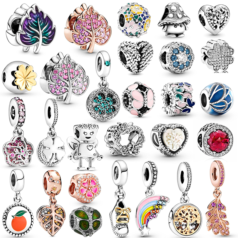 New Popular Sterg Sier Maple Leaf wer Butterfly Charm Pendant DIY Beads for Original Bracelet Necklace Women Jewelry Accessories