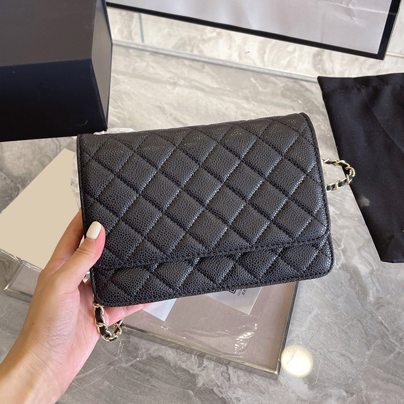 Womens Caviar Calfskin Leather Card Holder Bags Classic Mini Flap Clutch Wallet With Gold Matelasse Chain Cross Body Shoulder Luxury Designer Handbags 19x12cm, Box
Womens Caviar Calfskin Leather Card Holder Bags Classic Mini Flap Clutch Wallet With Gold Matelasse Chain Cross Body Shoulder Luxury Designer Handbags 19x12cm, Box
