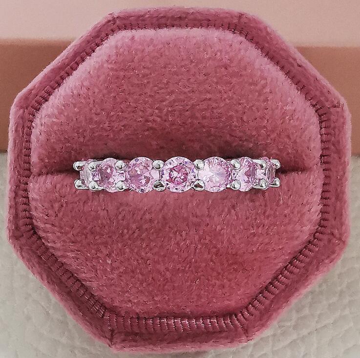 Wedding Rings for Women - 4MM Round Cut Multicolor Cubic Zirconia Emeralds Sterg Sier Band