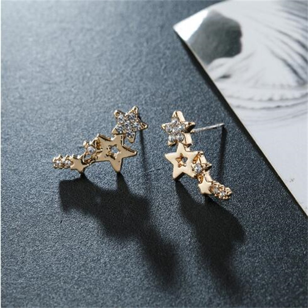Stud Simple Stylish Star Women Drop Earrings Shiny White Zircon Exquisite Versatile Female Earring Fashion Jewelry GC1027