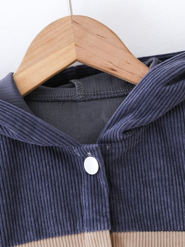 Toddler Boys Two Tone Corduroy Hooded Jacket SHE