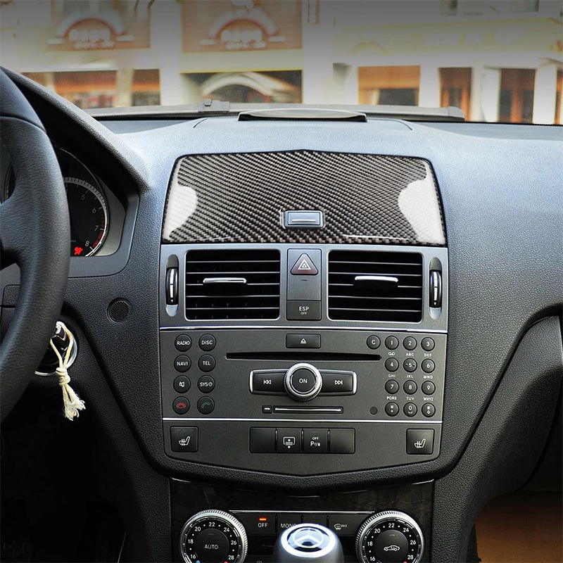Car Center Console Navigation Carbon Fiber Sticker Panel Cover For Mercedes Benz C Class W204 2007 2008 2009 - 2014 Accessories