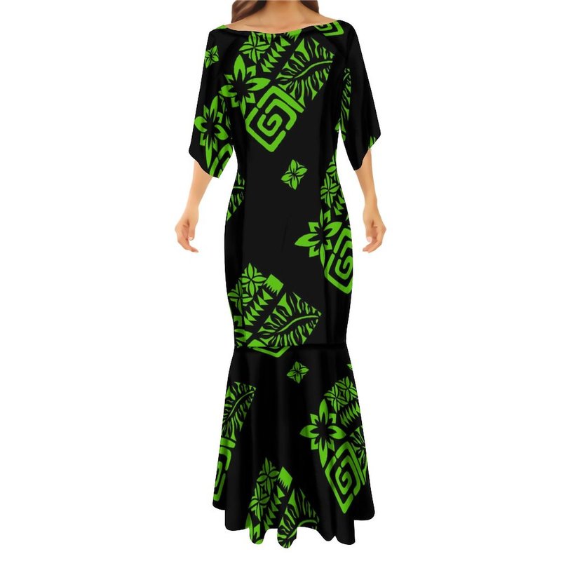 Women's Mermaid Dress Couples Dress Evening Prom Party Clothing Polynesian Tribal Custom Half Sleeve Personality Women's Dress 220706