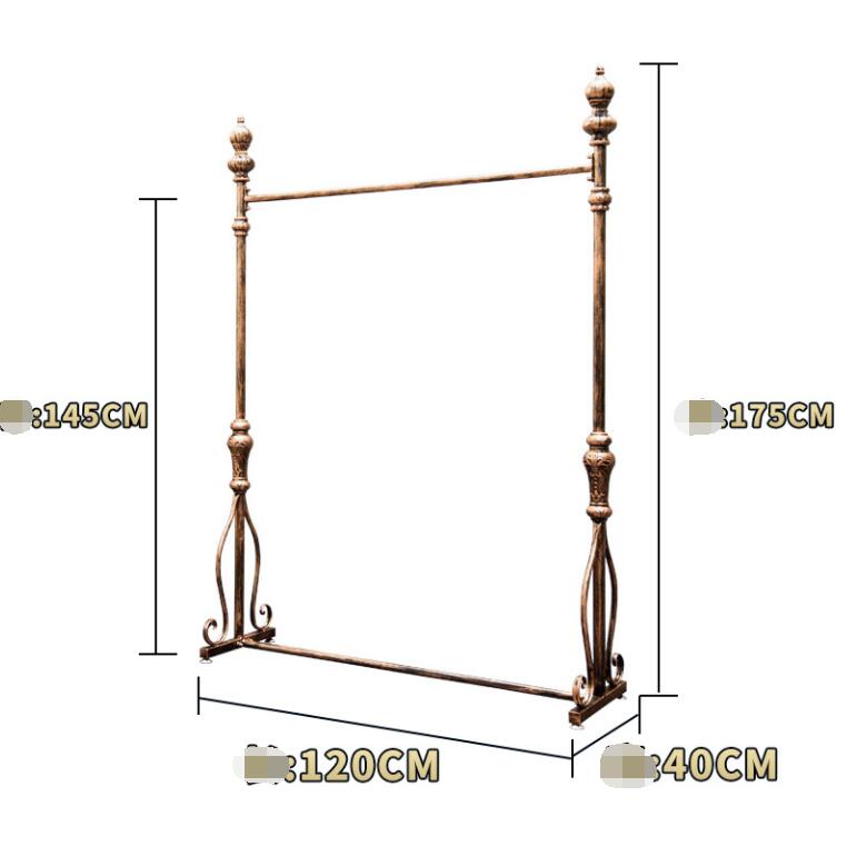 Clothing rack floor type cloth shop rack Commercial Furniture European iron retro display racks hanging clothes shelf gold bronze