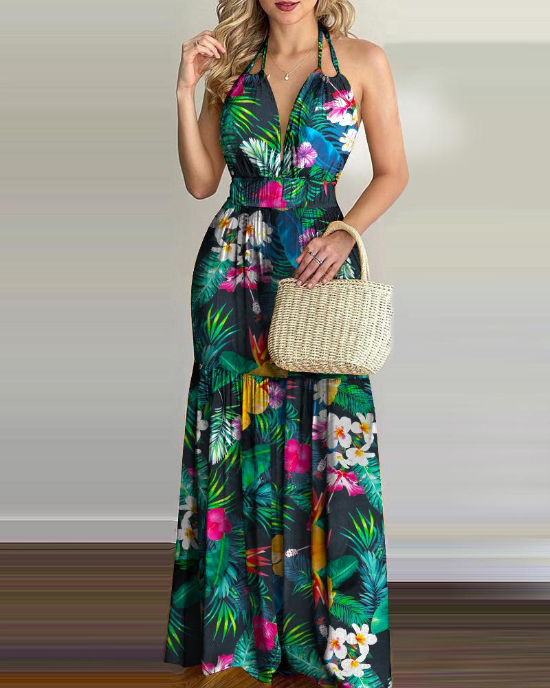 Casual Dresses Women Tropical Print Halter Backless Maxi Dress Summer Spring Vacation Sleeveless Sexy Boho Beach FloralCasual, Style3
Casual Dresses Women Tropical Print Halter Backless Maxi Dress Summer Spring Vacation Sleeveless Sexy Boho Beach FloralCasual, Style3