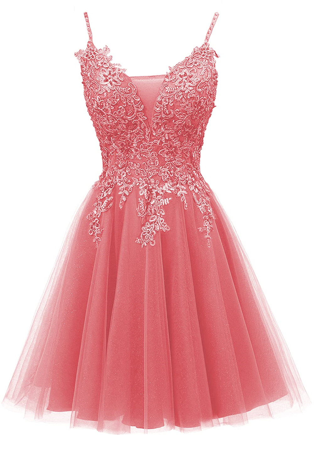 Homecoming Dresses Tulle Spaghetti Straps Lace Short Graudation Cocktail Prom Party Gown A02