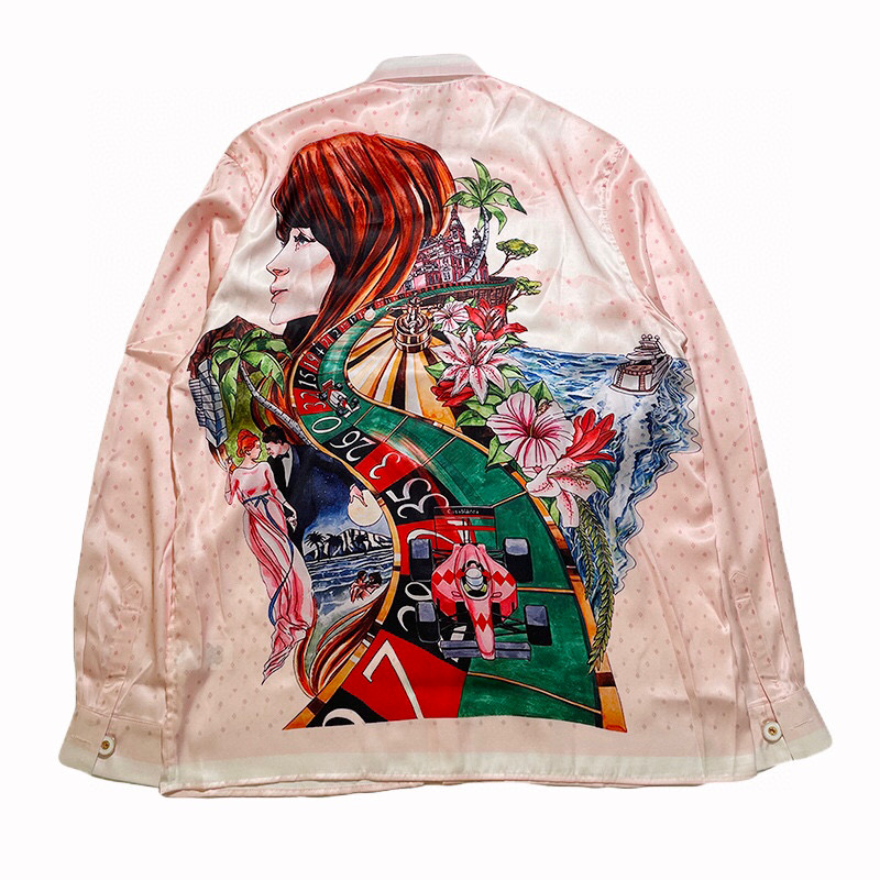 Europe USA Hawaii Beach Racing Roulette Cuban Collar Silk Tee Woman Print Spring Summer Cool Hip hop Long Sleeve Casual Shirt, Pink
Europe USA Hawaii Beach Racing Roulette Cuban Collar Silk Tee Woman Print Spring Summer Cool Hip hop Long Sleeve Casual Shirt, Pink