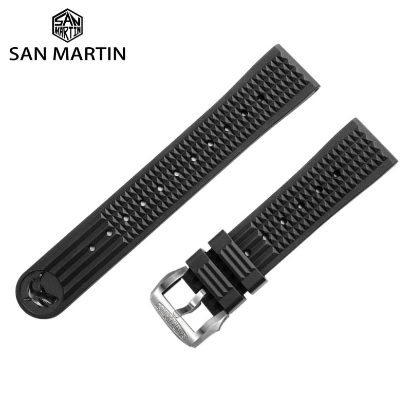 Watch Bands San Martin Parts Waterproof Fluorine Rubber Strap Stainless Steel/Bronze Buckle No Insert 20mm For 62MAS 007 WatchWatch
Watch Bands San Martin Parts Waterproof Fluorine Rubber Strap Stainless Steel/Bronze Buckle No Insert 20mm For 62MAS 007 WatchWatch