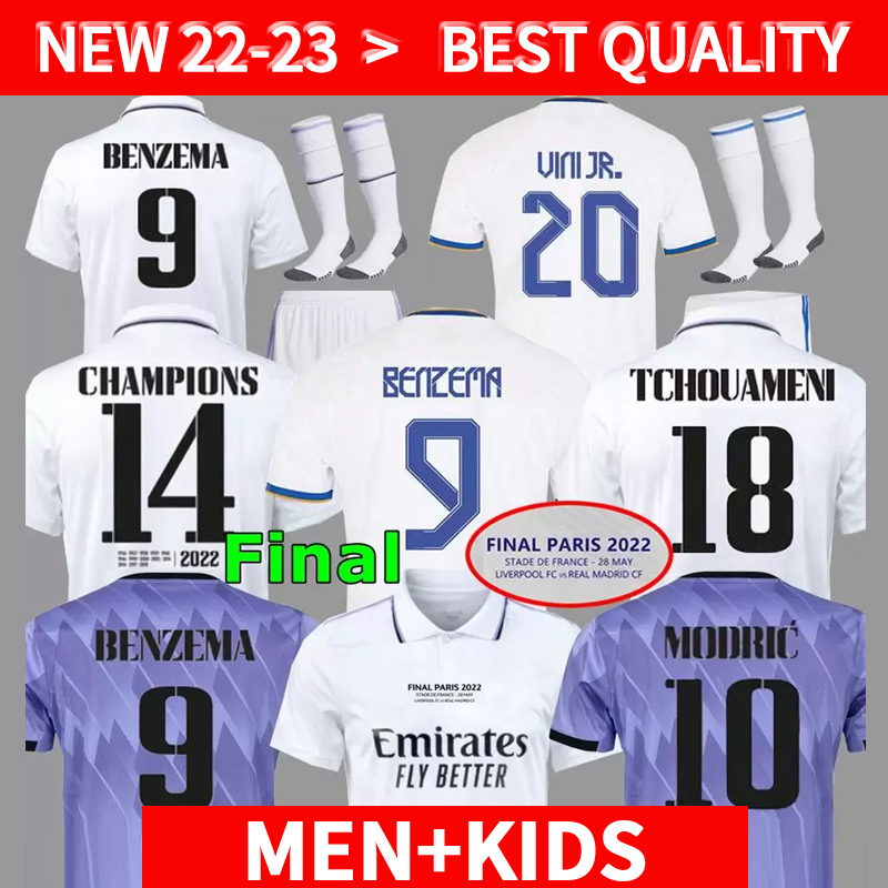 Men kids kit set 2023 BENZEMA Finals soccer jersey 21 22 23 Real football shirt Madrids CAMAVINGA ALABA MODRIC VALVERDE Player 2021 2022 uniforms VINI JR TCHOUAMENI, 2223 home
Men kids kit set 2023 BENZEMA Finals soccer jersey 21 22 23 Real football shirt Madrids CAMAVINGA ALABA MODRIC VALVERDE Player 2021 2022 uniforms VINI JR TCHOUAMENI, 2223 home
