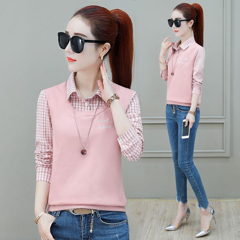 Women' Polos Spring Autumn Women' Plaid Long Sleeved Shirt Sweater Loose Fake Two-piece Tops Feminina Turn-down Collar ShirtWomen, Green
Women' Polos Spring Autumn Women' Plaid Long Sleeved Shirt Sweater Loose Fake Two-piece Tops Feminina Turn-down Collar ShirtWomen, Green