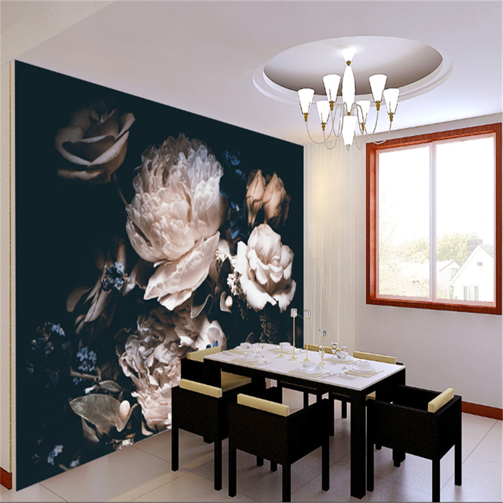 Custom 3D Photo Wallpaper Flowers Dark Background Mural for Living Room Bedroom Wall Papers Home Decor