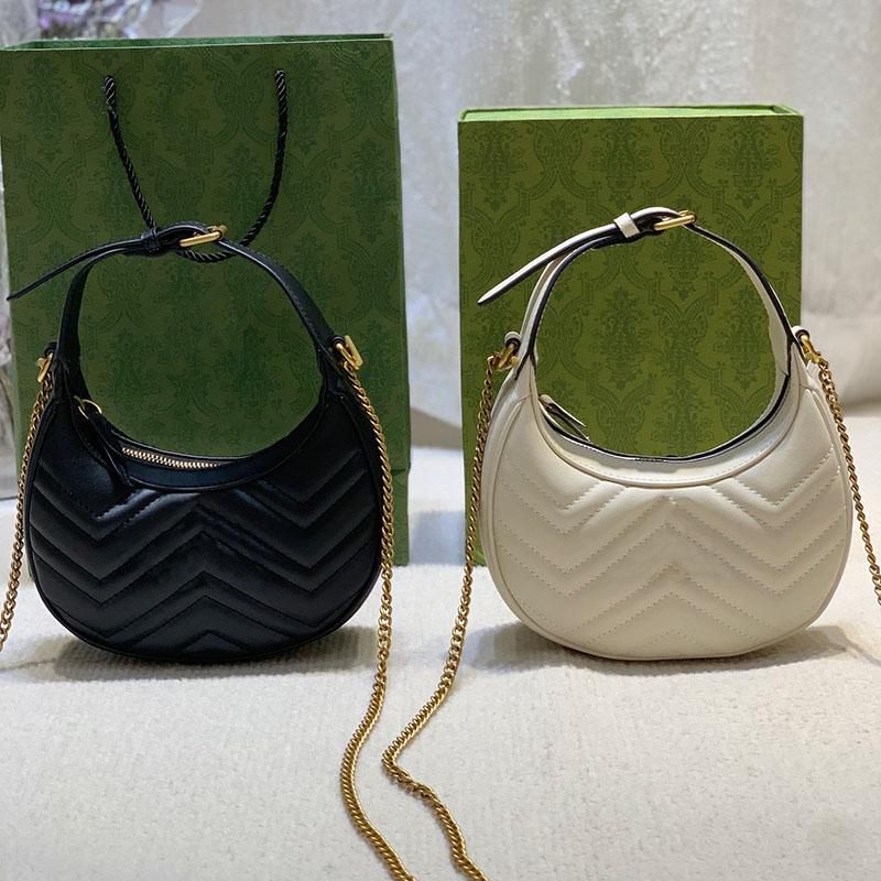 

Marmont Half-moon-shaped Mini Bag Designer Women's Textured Genuine Leather Shoulder Bags Crescent Silhouette Handbag with Antique Gold-toned Hardware, Color 5