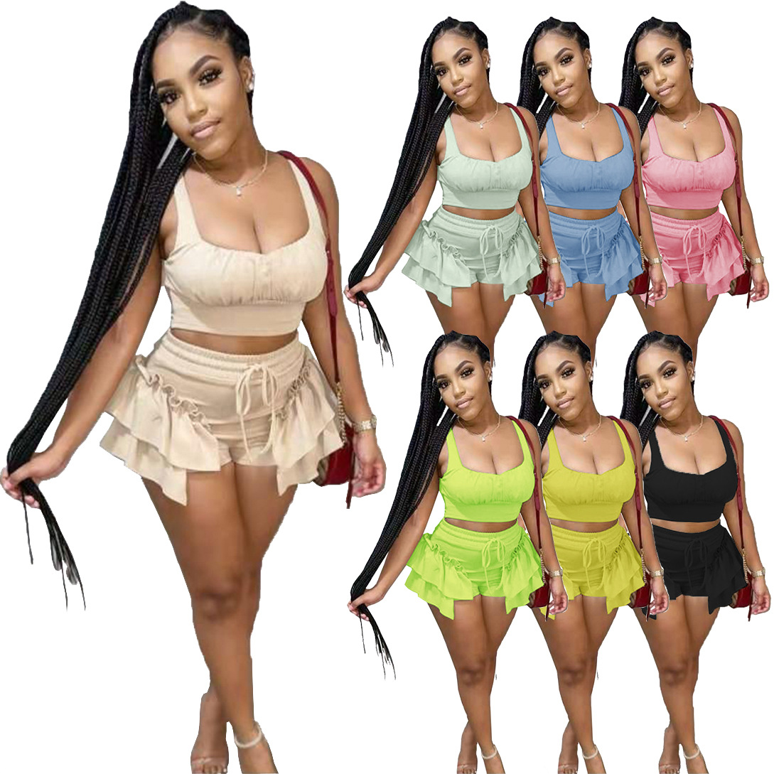 Women's Tracksuits Ruffles Halter Crop Top Shorts Sets Two 2 Piece Set Women Party Club Outfits 2022 Vacation Summer Clothes Femmer Streetwear
Women's Tracksuits Ruffles Halter Crop Top Shorts Sets Two 2 Piece Set Women Party Club Outfits 2022 Vacation Summer Clothes Femmer Streetwear