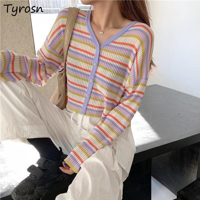 Women's Knits & Tees Striped Cardigan Women Sweet Streetwear All-match Single Breasted V-neck Knitted Outwear Mujer Elegant Stylish Loose-fi, White
Women's Knits & Tees Striped Cardigan Women Sweet Streetwear All-match Single Breasted V-neck Knitted Outwear Mujer Elegant Stylish Loose-fi, White
