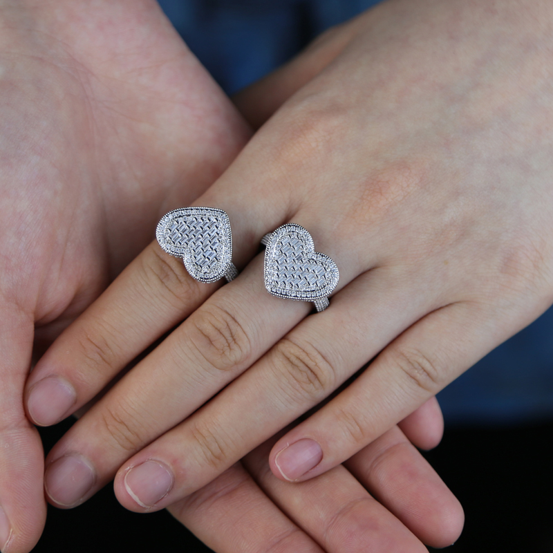 Gold Plated Iced Out Bg for Men & Women - Micro Paved Cubic Zirconia Hip Hop Band Ring