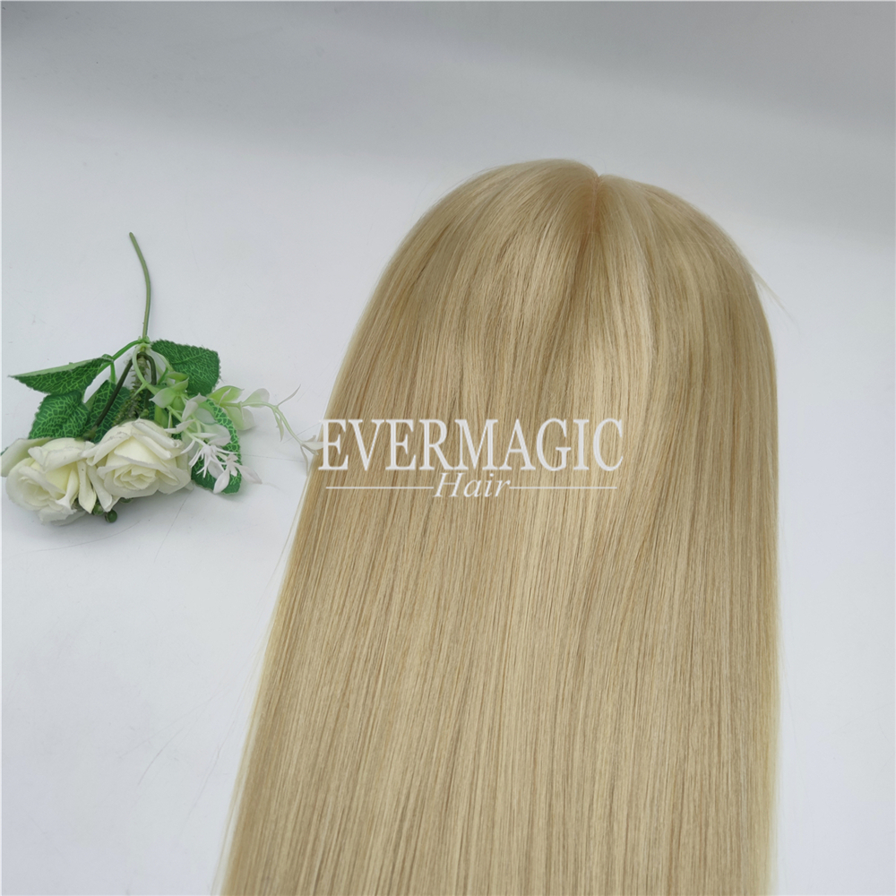 New Coming Stock Russian Blonde Virgin Human Hair Toppers Mono With Open Weft Base Pieces for Thinning Women