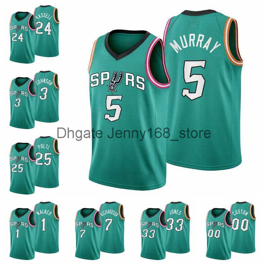 Printed 75th San Antonio''Spurs''Men Dejounte Murray Keldon Johnson Jakob Poeltl Devin Vassell Lonnie Walker IV Richardson Jones 2022 City Teal
Printed 75th San Antonio''Spurs''Men Dejounte Murray Keldon Johnson Jakob Poeltl Devin Vassell Lonnie Walker IV Richardson Jones 2022 City Teal