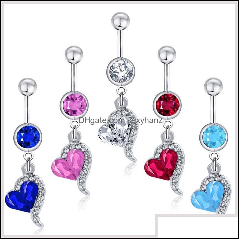 Navel Bell Button Rings Body Jewelry Stainless Steel Belly Dangle Ring Heart Simple Design Rhinestone Piercing Fashion Wholesale Drop Deli
Navel Bell Button Rings Body Jewelry Stainless Steel Belly Dangle Ring Heart Simple Design Rhinestone Piercing Fashion Wholesale Drop Deli