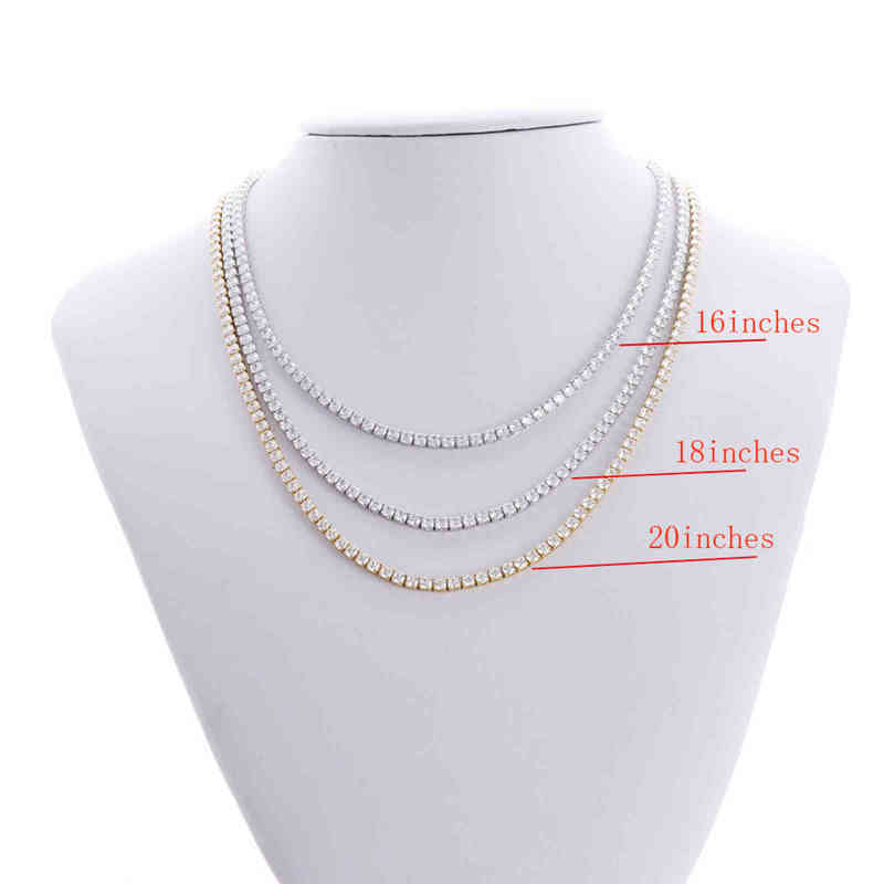 Hiphop 18k Gold Iced Out Diamond Chain Necklace CZ Tennis Necklace For Men And Women4276762