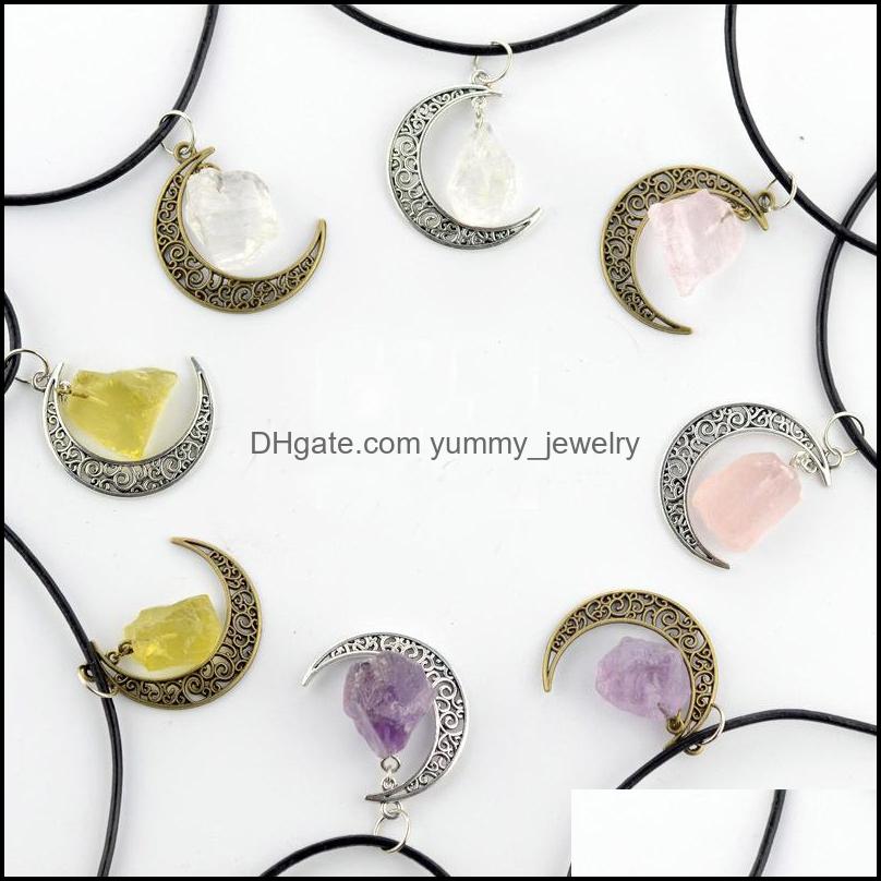 Pendant Necklaces Pendants Jewelry Handmade Natural Amethyst Rose Quartz Crystal Necklace Antique Sier Bronze Galaxy Moon Healing Stone Ch
Pendant Necklaces Pendants Jewelry Handmade Natural Amethyst Rose Quartz Crystal Necklace Antique Sier Bronze Galaxy Moon Healing Stone Ch