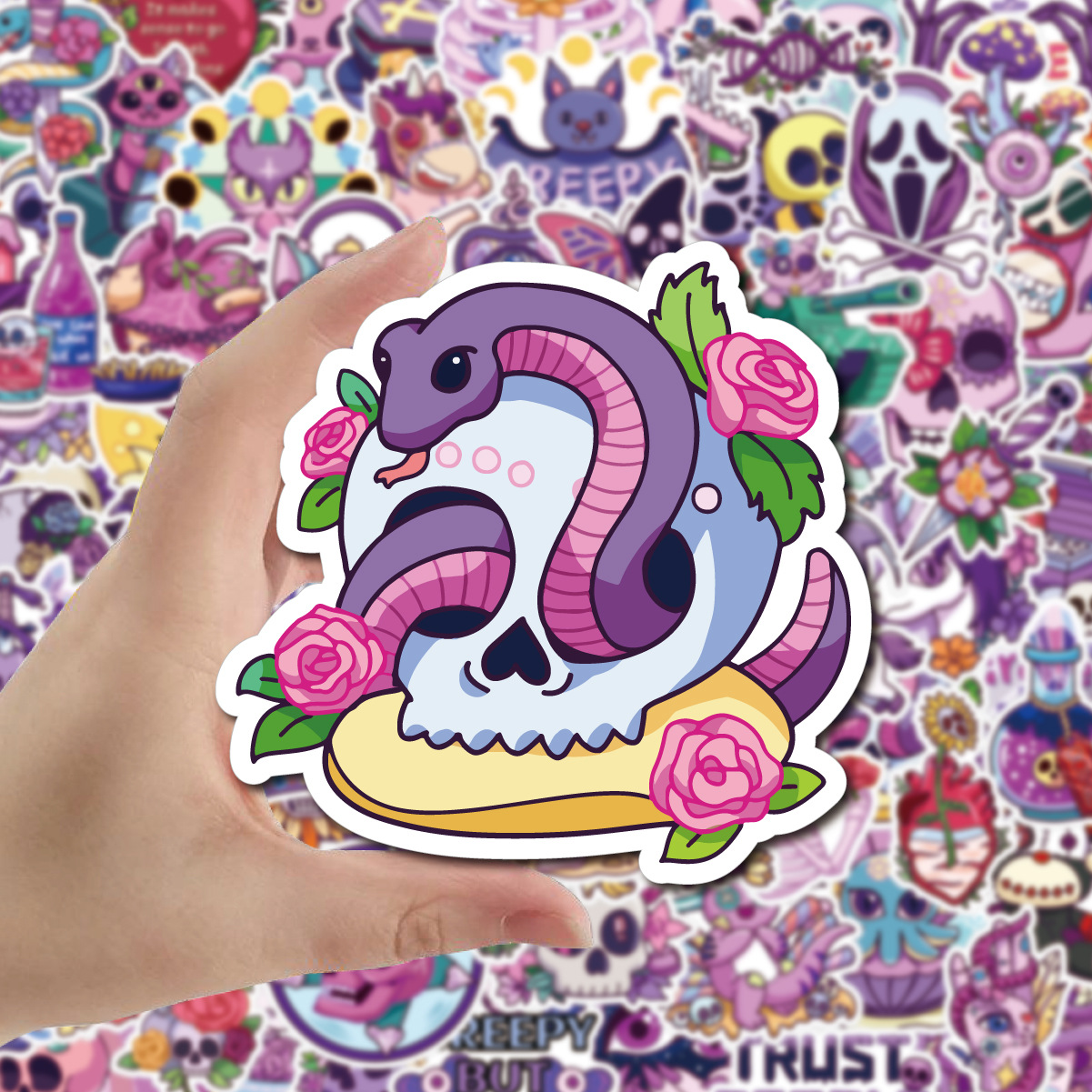 50PCS Cute Gothic Artistic Horror Halloween Stickers Cartoon Decal Laptop Phone Luggage Funny Cool Sticker for Kid Toy