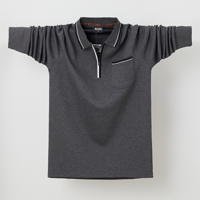 Top Grade Autumn Casual Polo Shirt Men Long Sleeve Turn Down Collar Slim Fit Soild Color Pocket Polo Shirt Men Plus Size 6XL 220408