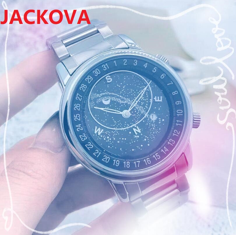 Top Brand quartz fashion mens time clock watches stopwatch Sky Blue Moon Compass stainless steel leather Blue Black Ceramic Sapphire WristWatch Orologio di lusso, As pic
Top Brand quartz fashion mens time clock watches stopwatch Sky Blue Moon Compass stainless steel leather Blue Black Ceramic Sapphire WristWatch Orologio di lusso, As pic