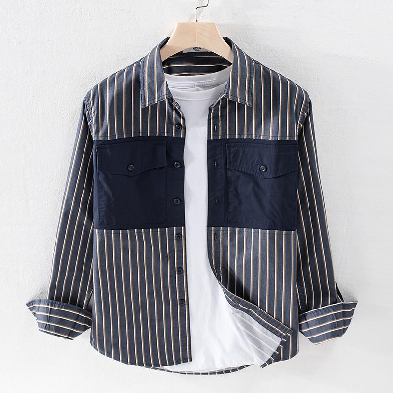 Style Pure Cotton Long-sleeved Spring Shirt Men Brand Casual Patchwork Shirts For Comfortable Male Camisa Men's, Blue collar
Style Pure Cotton Long-sleeved Spring Shirt Men Brand Casual Patchwork Shirts For Comfortable Male Camisa Men's, Blue collar