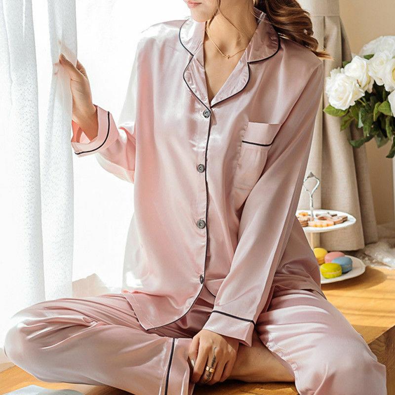 Women's Swimwear Ladies Satin Silk Pyjama Set Silky Summer Lounge Wear Pajamas Long Sleeve Nightgown Button Closed Suit Bikini Cover Up Beac, White
Women's Swimwear Ladies Satin Silk Pyjama Set Silky Summer Lounge Wear Pajamas Long Sleeve Nightgown Button Closed Suit Bikini Cover Up Beac, White