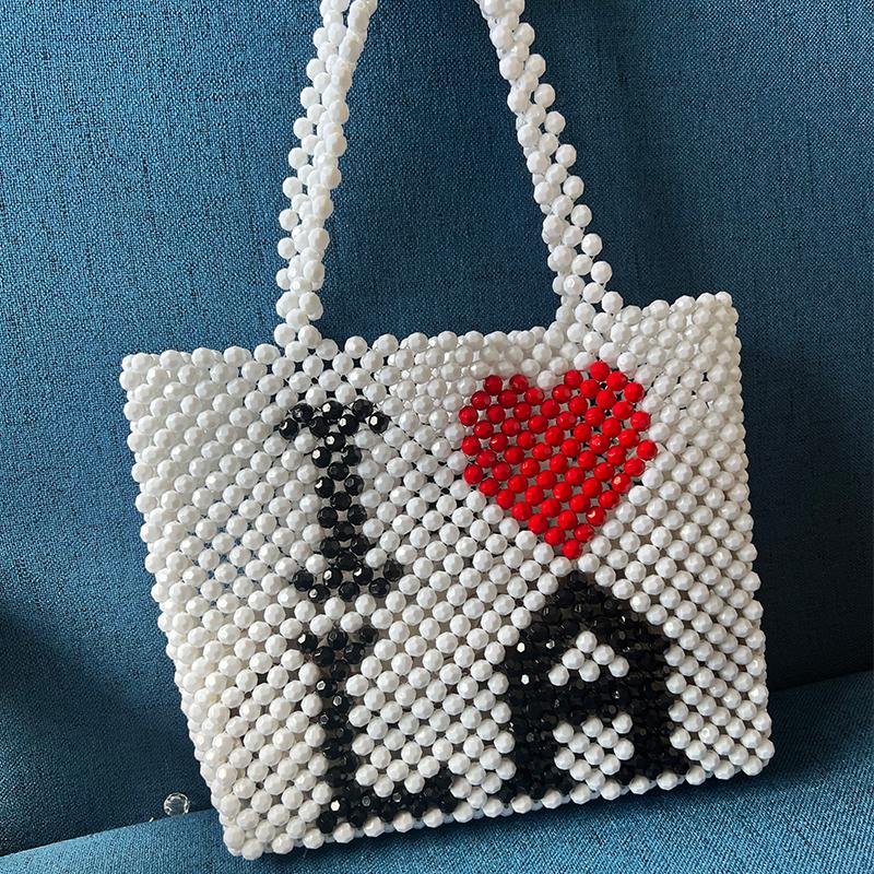 Free Shipping Evening Bags Ins Fashion White Handmade Beaded Bag I Love YORK Letter Bulk For Woman Shoulder Messenger Bagevening Designer Bag Luxury B