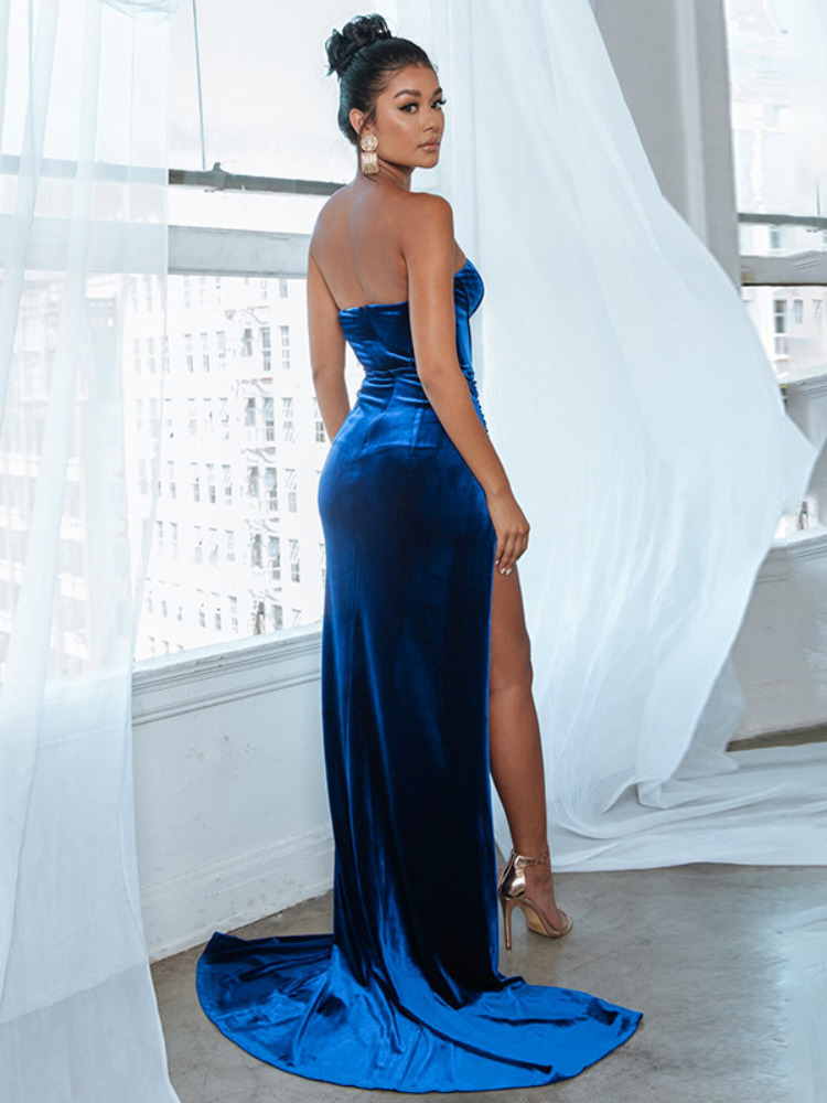 Party Dresses Sexy Backless Corset High Slit Elegant Velvet Evening Gown Dress Women Fashion Solid Party Club Formal Long Maxi Dresses 221010