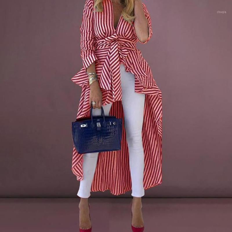 Women' Blouses & Shirts 2022 Autumn Blouse Half Sleeve Long Shirt Ladies Casual V-Neck Irregular Striped Tops And Office Fashion, Blue
Women' Blouses & Shirts 2022 Autumn Blouse Half Sleeve Long Shirt Ladies Casual V-Neck Irregular Striped Tops And Office Fashion, Blue