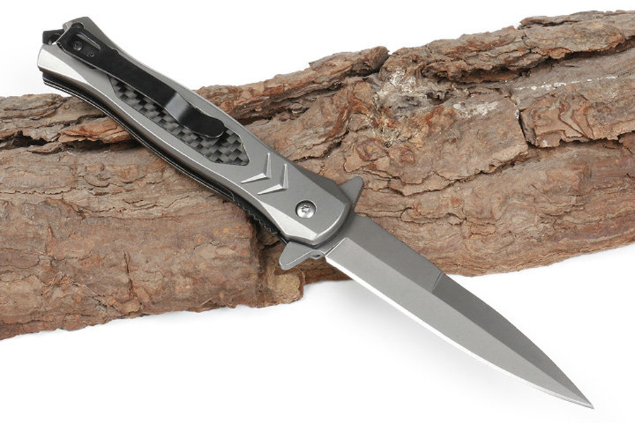High Quality FA53 Assisted Flipper Folding Knife 440C Gray Titanium Coating Blade Stainless Steel Handle EDC Pocket Knives With Retail Box