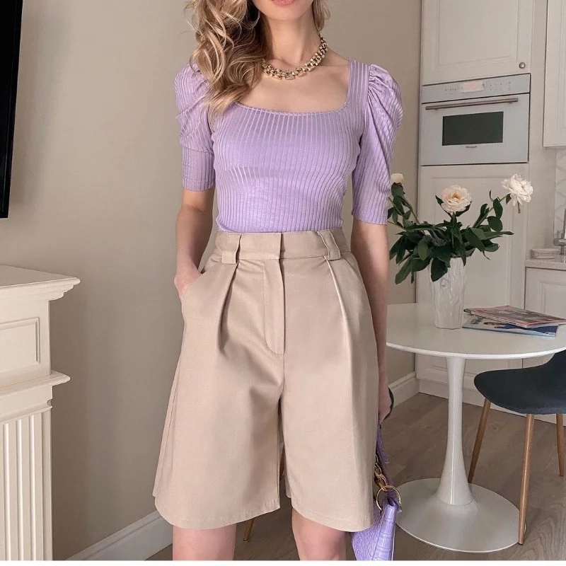 Women's Summer Shorts Cotton High Waist Casual Women's Loose Shorts Zipper Solid Street Streetwear Sports Fashion Shorts 220419