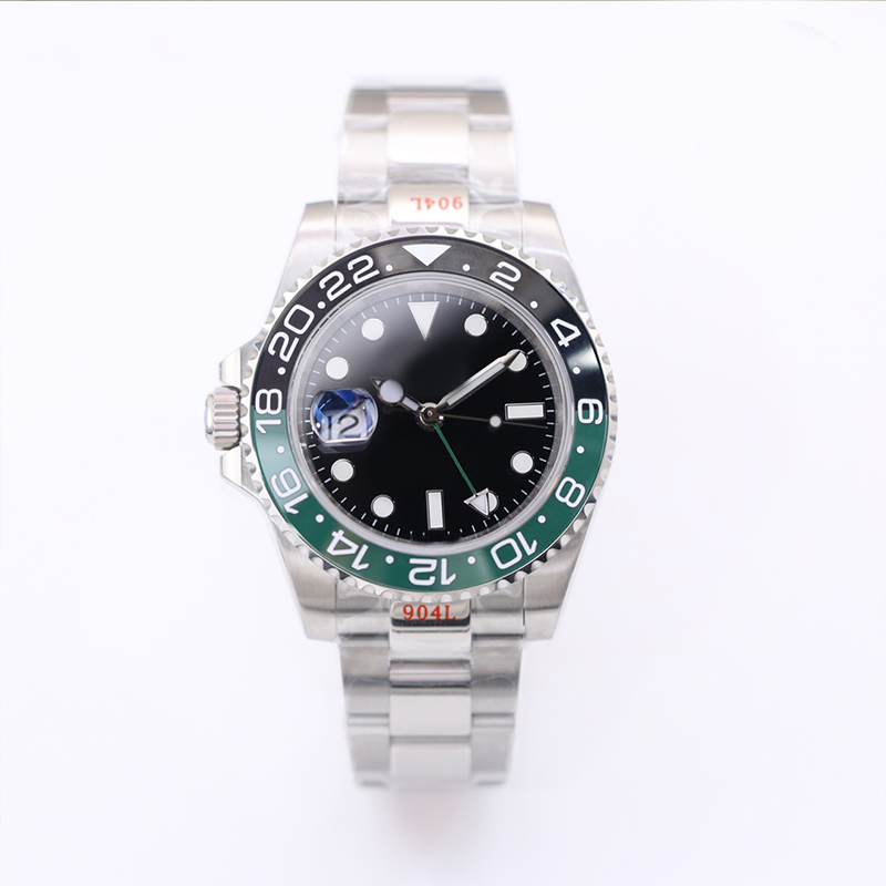 luxury Men's watch GMT 40mm Wristwatches automatic mechanical movement stainless steel 904L strap green black ceramic dial sapphire mirror luminous waterproof ST9, Box
luxury Men's watch GMT 40mm Wristwatches automatic mechanical movement stainless steel 904L strap green black ceramic dial sapphire mirror luminous waterproof ST9, Box