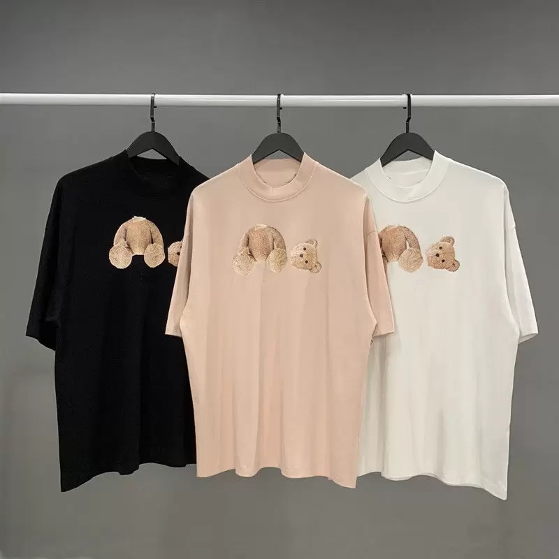 Tshirt Designs For Men T shirt Printing Shirts Fashion Mens Short Designer Tshirts Printed Couple Models Bears Women White Pink Black Short-sleev
