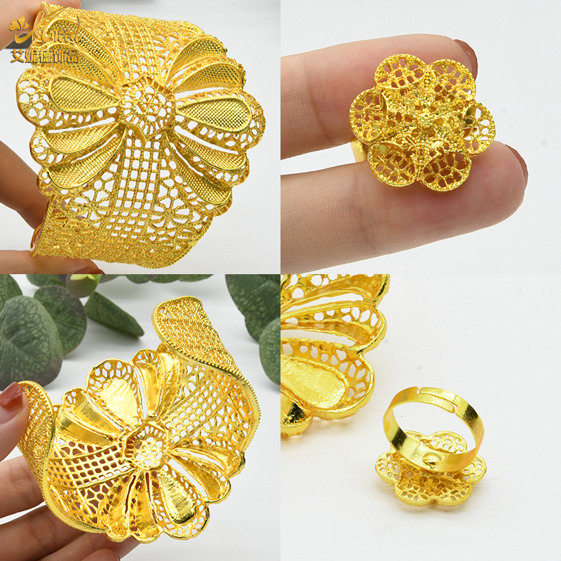 ANIID France 24k Gold Color Bangles For Women Bridal Dubai Gold Plated Cuff Bracelet Nigerian Wedding African Jewellery 220715