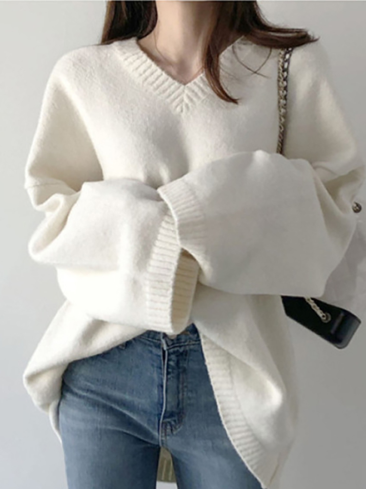 Sweater Women Knitted Pullover Winter Warm Ladies V Neck Long Sleeve Top Female Long Solid Loose Fashion Jumper Truien Dames 220816, Black
Sweater Women Knitted Pullover Winter Warm Ladies V Neck Long Sleeve Top Female Long Solid Loose Fashion Jumper Truien Dames 220816, Black