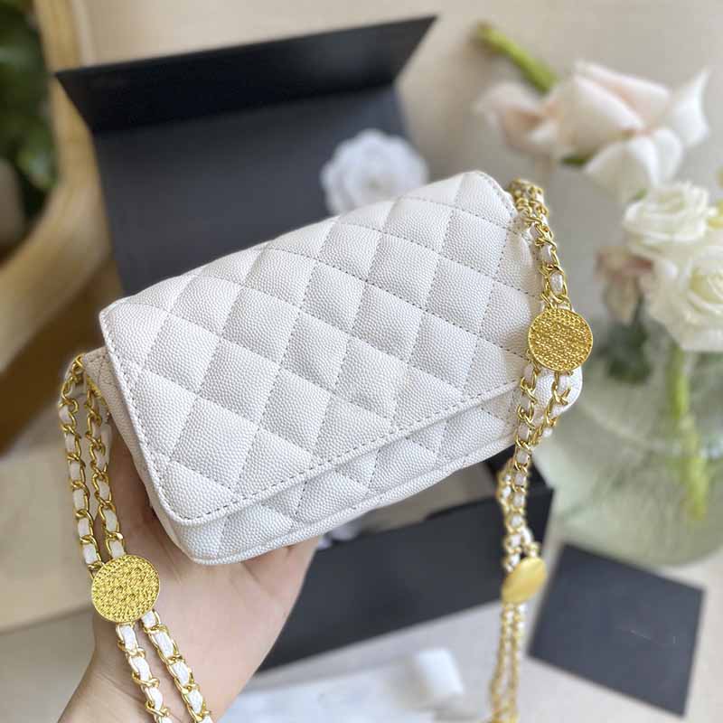 19cm Flap French Mini Designer Bag Golden Coin Pendant Tassel Chain Handbag Designers Gold-Tone Metal Hardware White Black Grained Calfskin Shoulder Bag Womens ZH
19cm Flap French Mini Designer Bag Golden Coin Pendant Tassel Chain Handbag Designers Gold-Tone Metal Hardware White Black Grained Calfskin Shoulder Bag Womens ZH