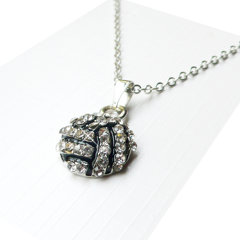 Sporty Diamond Crystal Necklace Volleyball Softball Baseball Football Soccer Sport Necklaces for Men Women Fan Jewelry Top Quality