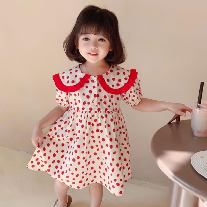Girl's Dresses Summer Korean Style Cotton Dot Print Lapel Short Sleeve Casual Dress Girls Wave Point Sweet And Lovely Princess DressGirl's
Girl's Dresses Summer Korean Style Cotton Dot Print Lapel Short Sleeve Casual Dress Girls Wave Point Sweet And Lovely Princess DressGirl's
