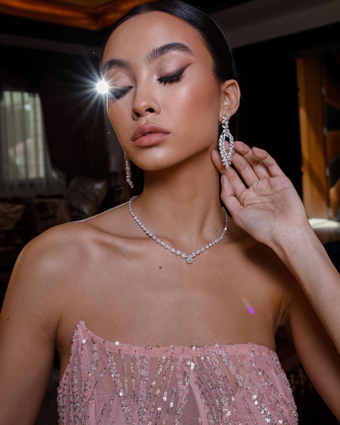 Elegant Satin Mermaid Evening Dress Strapless Illusion Sequined Lace Custom Made Women Party Gown High Split Prom Robe