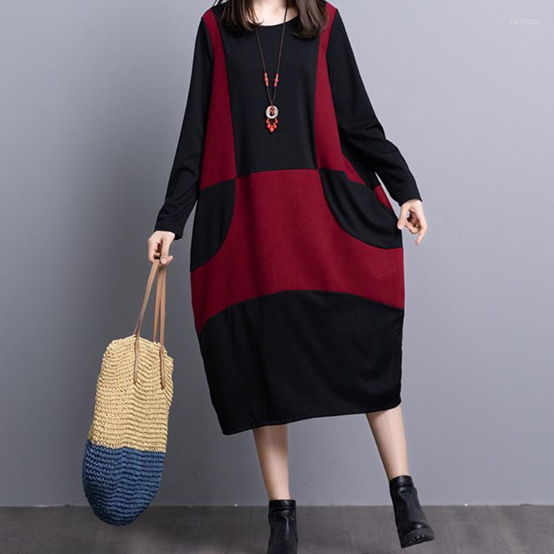 Casual Dresses Women Long Sleeve Sweater Dress Autumn Winter Loose Tunic Knitted Red Gray Clothes Splice, Black
Casual Dresses Women Long Sleeve Sweater Dress Autumn Winter Loose Tunic Knitted Red Gray Clothes Splice, Black