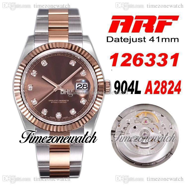 ARF 41 126331 ETA A2824 Automatic Mens Watch Two Tone Rose Gold Brown Diamonds Dial 904L OysterSteel Bracelet With Warranty Card Super Edition Timezonewatch R02, Custom waterproofing service
ARF 41 126331 ETA A2824 Automatic Mens Watch Two Tone Rose Gold Brown Diamonds Dial 904L OysterSteel Bracelet With Warranty Card Super Edition Timezonewatch R02, Custom waterproofing service