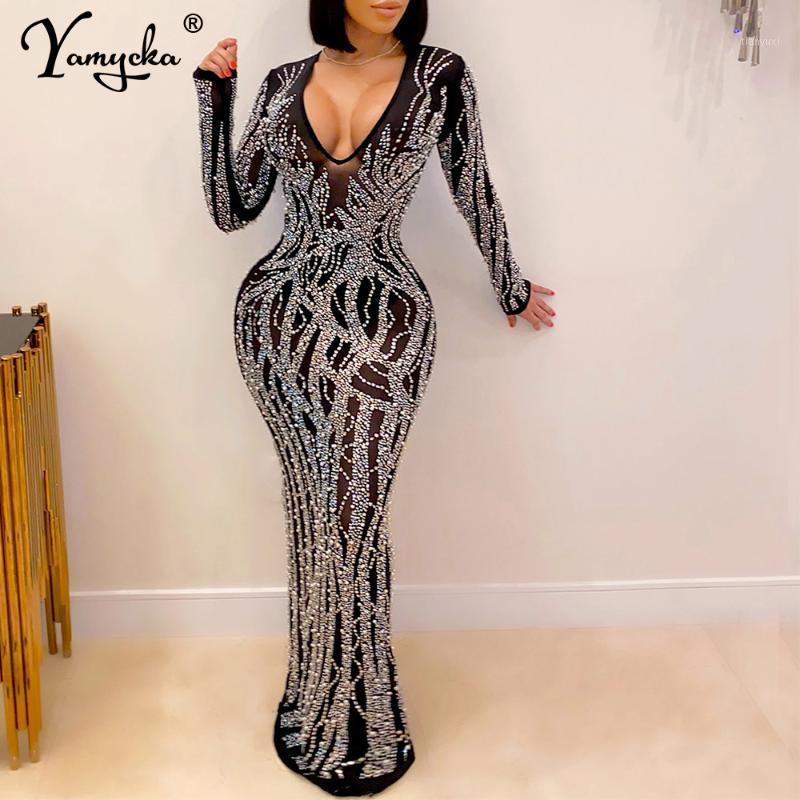 Casual Dresses Sexy Black V Neck See Through Rhinestone Club Summer Maxi Dress Women Evening Party Long Bodycon Mesh 2022
Casual Dresses Sexy Black V Neck See Through Rhinestone Club Summer Maxi Dress Women Evening Party Long Bodycon Mesh 2022