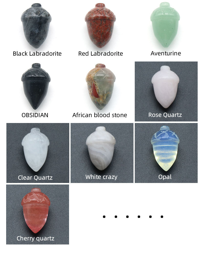 Reiki Healing Chakra Natural Stone Acorn Ornaments Quartz Mineral Crystal Tumbled Gemstone Hand Piece Home Decoration Jewelry Making Acc